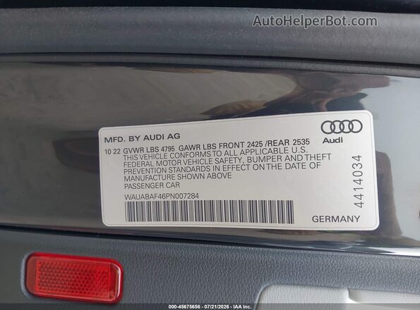 WAUABAF46PN007284 2023 AUDI A4 Black Engine compartment view