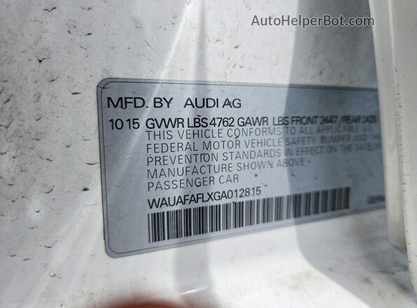 WAUAFAFLXGA012815 2016 AUDI A4 White ძრავის განყოფილების ხედი