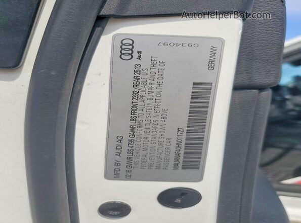 WAUANAF40HN011727 2017 AUDI A4 Белый Вид подкапотного пространства
