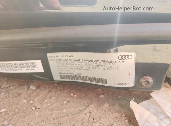 WAUANAF44HN024433 2017 AUDI A4 Charcoal Вид наклейки з VIN-кодом