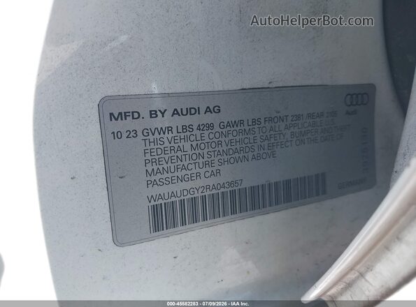 WAUAUDGY2RA043657 2024 AUDI A3 White Вид підкапотного простору