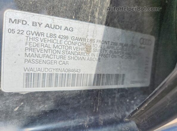 WAUAUDGY6NA084643 2022 AUDI A3 Black Вид підкапотного простору