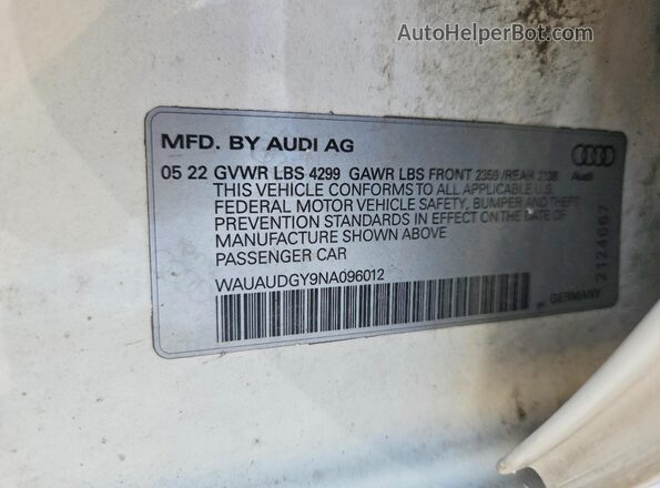 WAUAUDGY9NA096012 2022 AUDI A3 White Շարժիչի բաժամունքի տեսք