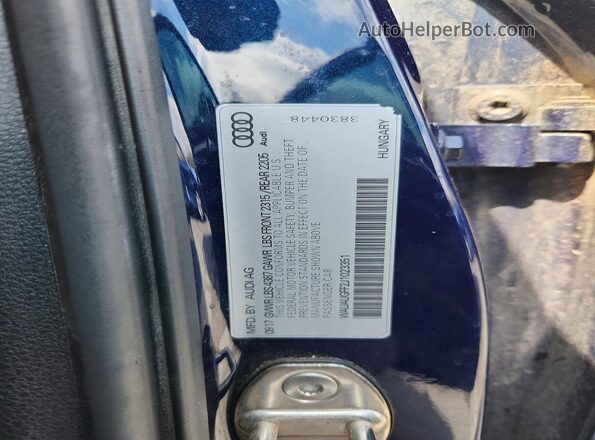 WAUAUGFF2J1023351 2018 AUDI A3 Blue ძრავის განყოფილების ხედი