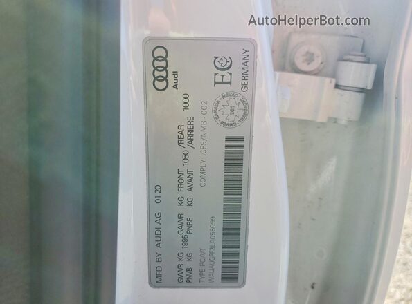 WAUAUGFF3LA056099 2020 AUDI A3 White Вид підкапотного простору