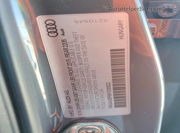 WAUAUGFF6H1030622 2017 AUDI A3 Gray ძრავის განყოფილების ხედი