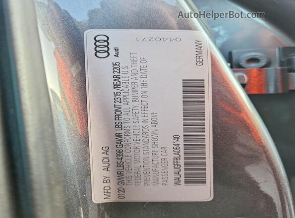WAUAUGFF8LA054140 2020 AUDI A3 Gray Вид наклейки з VIN-кодом