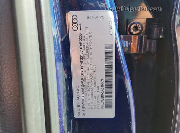 WAUAUGFFXLA015503 2020 AUDI A3 Blue Vista del compartimento del motor