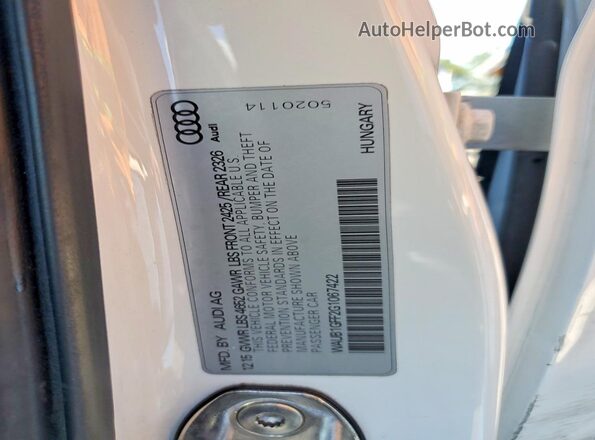 WAUB1GFF2G1067422 2016 AUDI S3 White Вид підкапотного простору