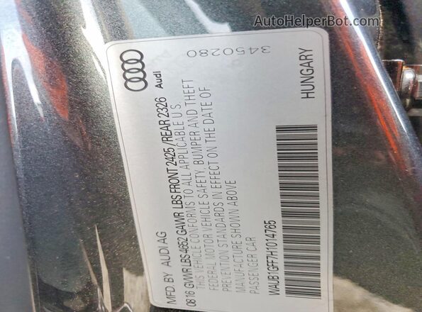 WAUB1GFF7H1014765 2017 AUDI S3 Gray ძრავის განყოფილების ხედი