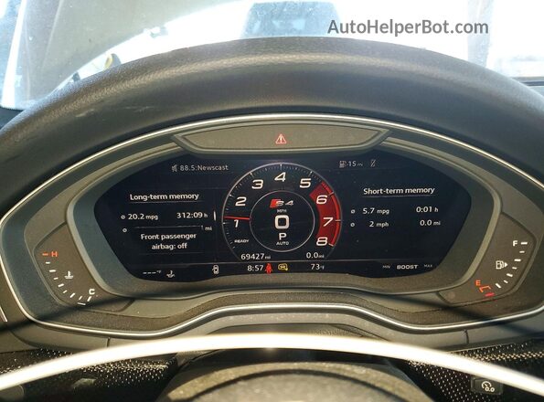 WAUB4AF42JA015458 2018 AUDI S4 White Вид щитка приладів