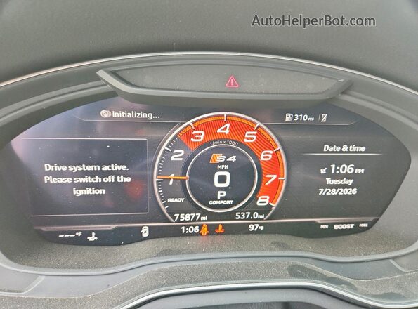 WAUB4AF43KA015647 2019 AUDI S4 Gray Vista del cuadro de instrumentos