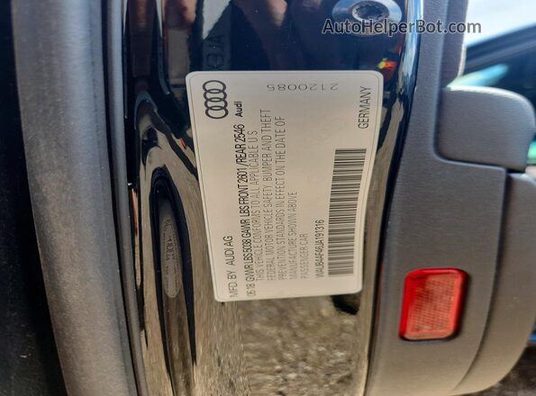WAUB4AF46JA191316 2018 AUDI S4 Black Widok naklejki z numerem VIN