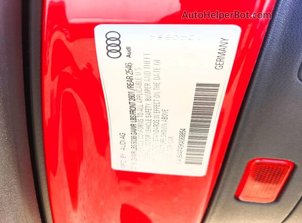 WAUB4AF49KA068854 2019 AUDI S4 Красный Вид подкапотного пространства
