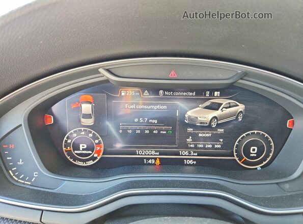 WAUB4AF4XJA002487 2018 AUDI S4 Gray ხელსაწყოთა პანელის ხედი