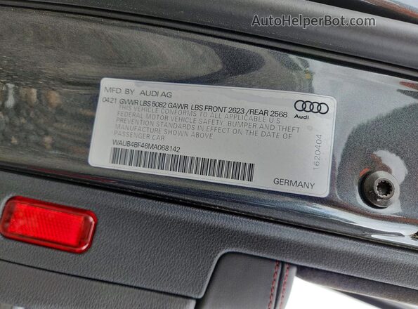 WAUB4BF46MA068142 2021 AUDI S4 Gray Engine compartment view