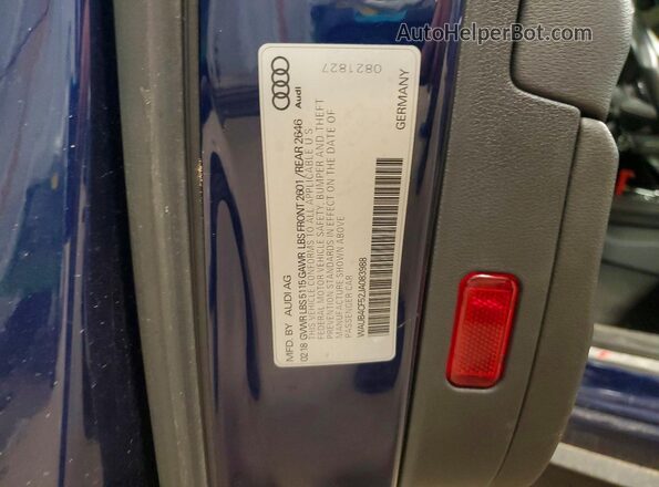 WAUB4CF52JA083988 2018 AUDI S5 Blue Engine compartment view