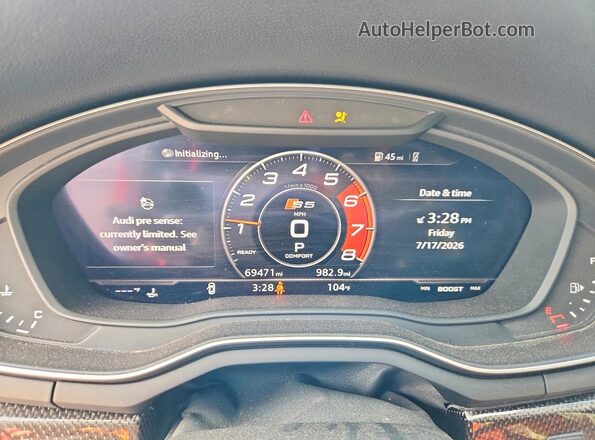 WAUB4CF53KA052122 2019 AUDI S5 Red ხელსაწყოთა პანელის ხედი