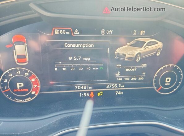 WAUB4CF54JA080896 2018 AUDI S5 Blue Vista del cuadro de instrumentos