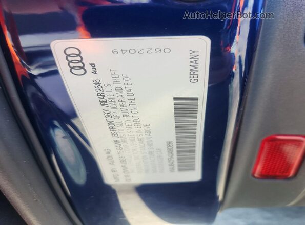 WAUB4CF54JA080896 2018 AUDI S5 Blue Vista de la etiqueta del VIN