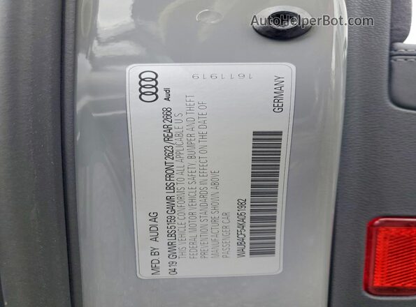 WAUB4CF54KA051982 2019 AUDI S5 Gray ძრავის განყოფილების ხედი