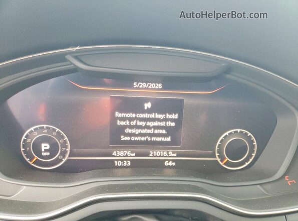 WAUB4CF54KA051982 2019 AUDI S5 Gray ხელსაწყოთა პანელის ხედი