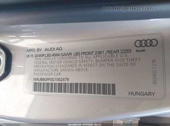 WAUB8GFF0G1042479 2016 AUDI A3 Gray Engine compartment view