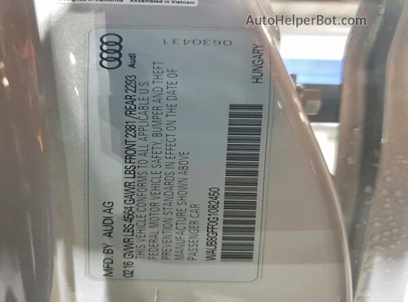 WAUB8GFF0G1082450 2016 AUDI A3 Серебряный Вид подкапотного пространства