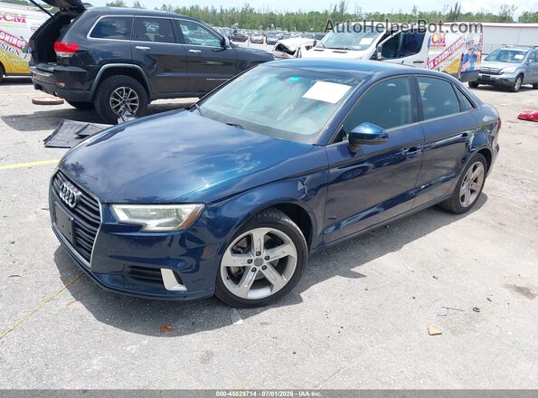 WAUB8GFF1J1039422 2018 AUDI A3 Blue Առջևի ձախ երեք քառորդ տեսարան