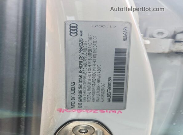 WAUB8GFF2G1043245 2016 AUDI A3 White Շարժիչի բաժամունքի տեսք