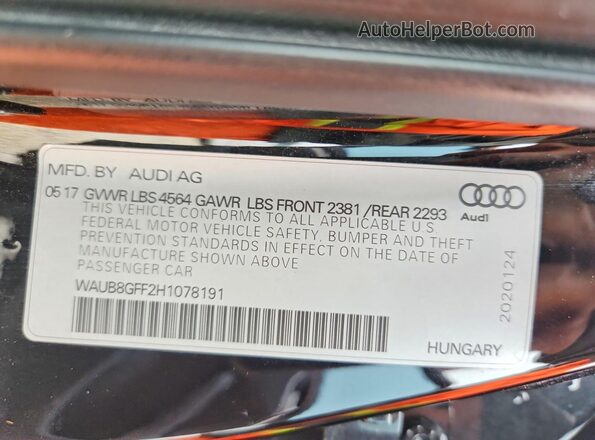WAUB8GFF2H1078191 2017 AUDI A3 Black Շարժիչի բաժամունքի տեսք