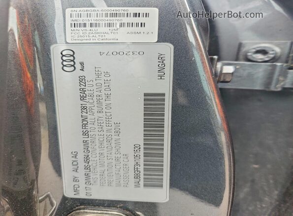 WAUB8GFF3H1051520 2017 AUDI A3 Gray Vista del compartimento del motor