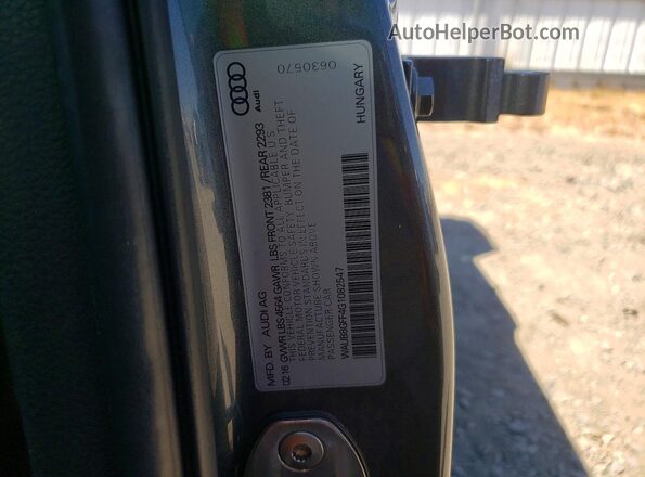 WAUB8GFF4G1082547 2016 AUDI A3 Gray VIN sticker view