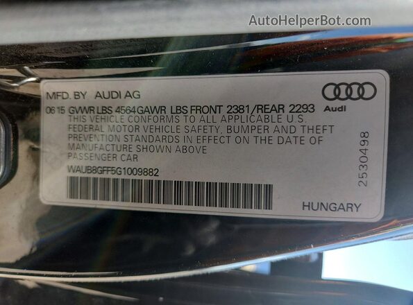 WAUB8GFF5G1009882 2016 AUDI A3 Black Vista del compartimento del motor