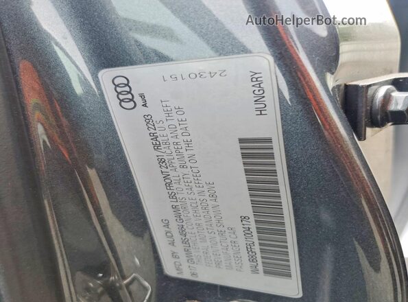 WAUB8GFF6J1004178 2018 AUDI A3 Gray Vista del compartimento del motor