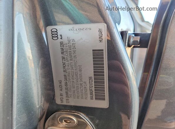 WAUB8GFF7G1072255 2016 AUDI A3 Gray Вид наклейки з VIN-кодом