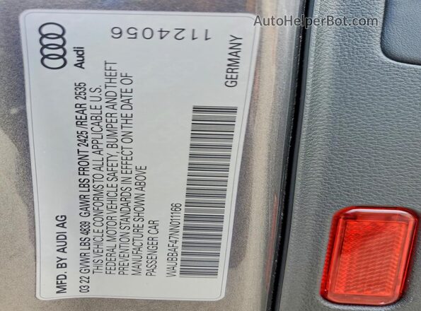 WAUBBAF47NN011166 2022 AUDI A4 Gray ძრავის განყოფილების ხედი