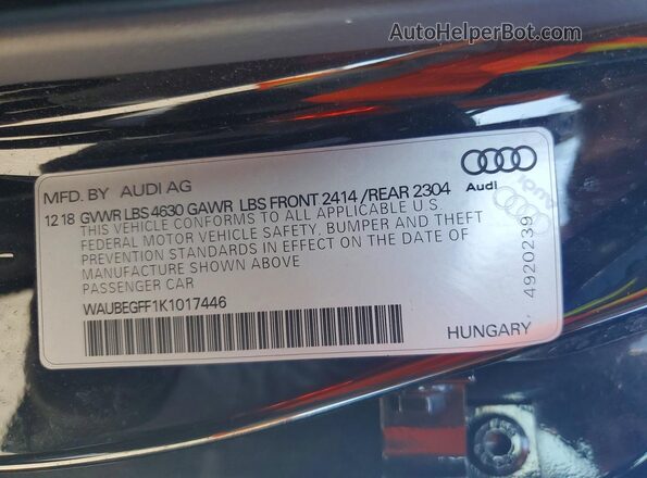 WAUBEGFF1K1017446 2019 AUDI A3 Black Vista del compartimento del motor
