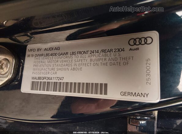 WAUBEGFF2KA117247 2019 AUDI A3 Navy Engine compartment view