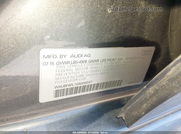 WAUBFAFL1GA006597 2016 AUDI A4 Gray Շարժիչի բաժամունքի տեսք