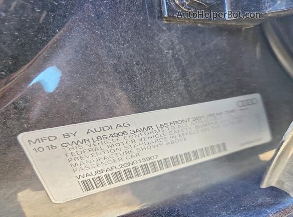 WAUBFAFL2GN013907 2016 AUDI A4 Black Vista del compartimento del motor