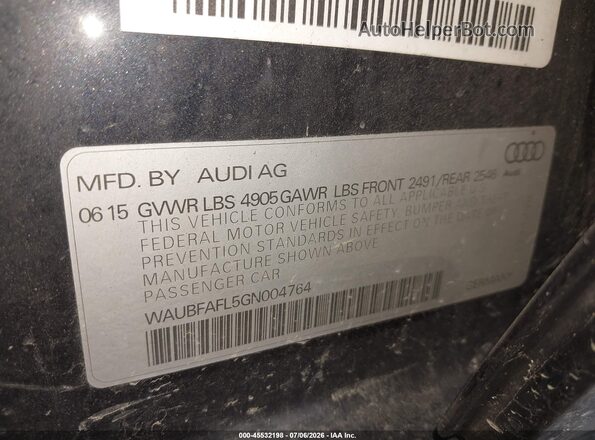 WAUBFAFL5GN004764 2016 AUDI A4 Blue ძრავის განყოფილების ხედი