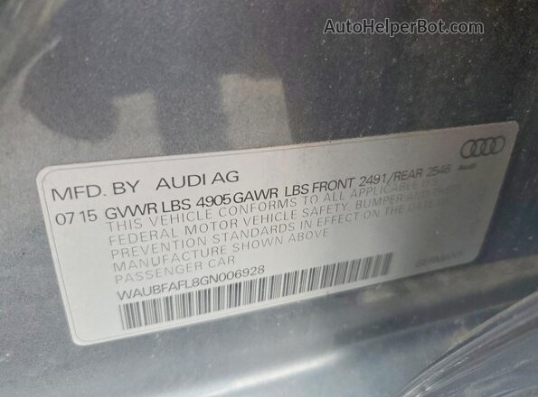 WAUBFAFL8GN006928 2016 AUDI A4 Gray Շարժիչի բաժամունքի տեսք