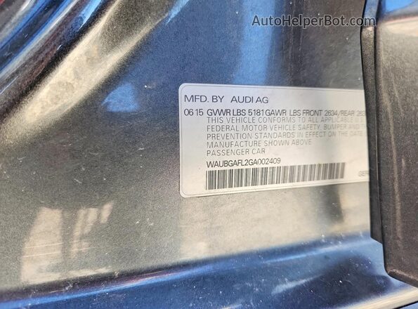 WAUBGAFL2GA002409 2016 AUDI S4 Gray Widok komory silnika
