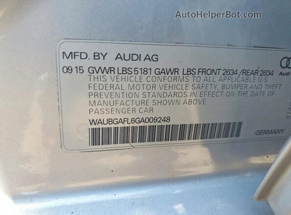 WAUBGAFL6GA009248 2016 AUDI S4 Black Engine compartment view