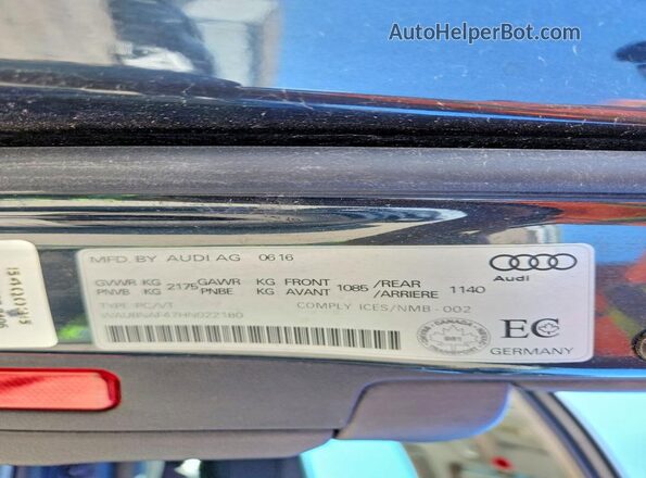 WAUBNAF47HN022180 2017 AUDI A4 Серый Вид подкапотного пространства