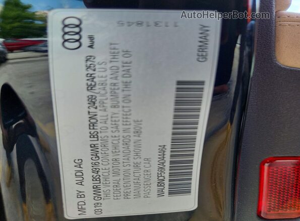 WAUBNCF56KA044464 2019 AUDI A5 Черный Вид подкапотного пространства