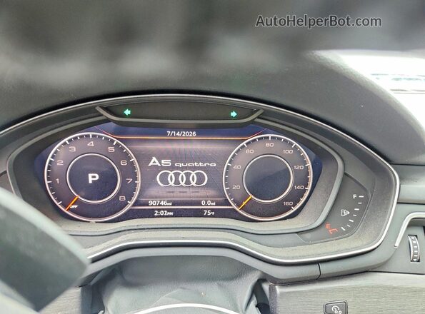 WAUBNCF59KA016853 2019 AUDI A5 Серый Вид щитка приборов
