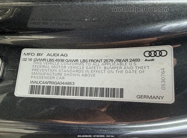 WAUC4AFR9GA044853 2016 AUDI S5 Gray Вид підкапотного простору