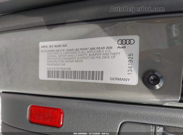 WAUC4CF51PA051238 2023 AUDI S5 Gray Widok komory silnika
